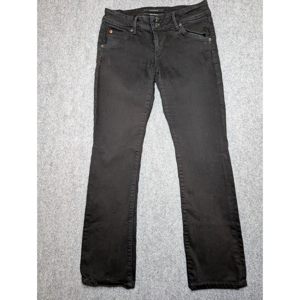 Hudson‎ Solid Black Denim Straight Leg Jeans Womens 27 Mid-Rise Casual USA Made
